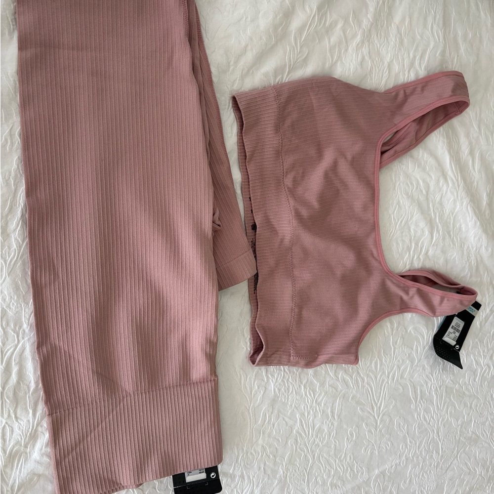 POL Dusty Pink Ribbed Jumpsuit